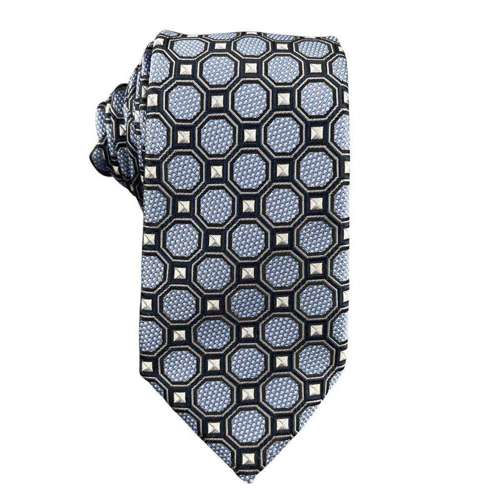 Colours Alexander Julian Necktie Designer 3"x 60.5" Blue Geometric Medallion Tie